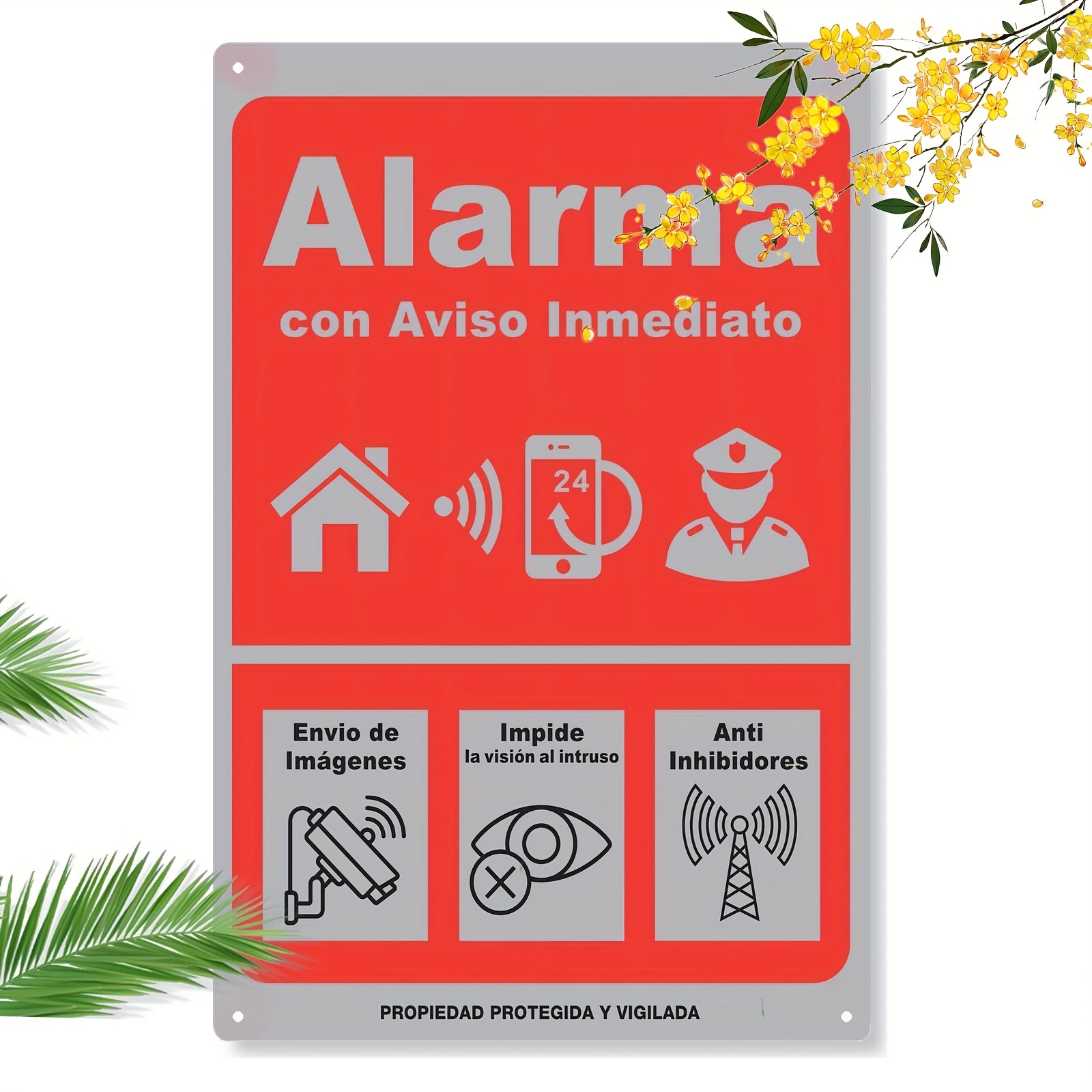 Home Security Logo - Vintage Spanish Alarma Alarm Metal Sign