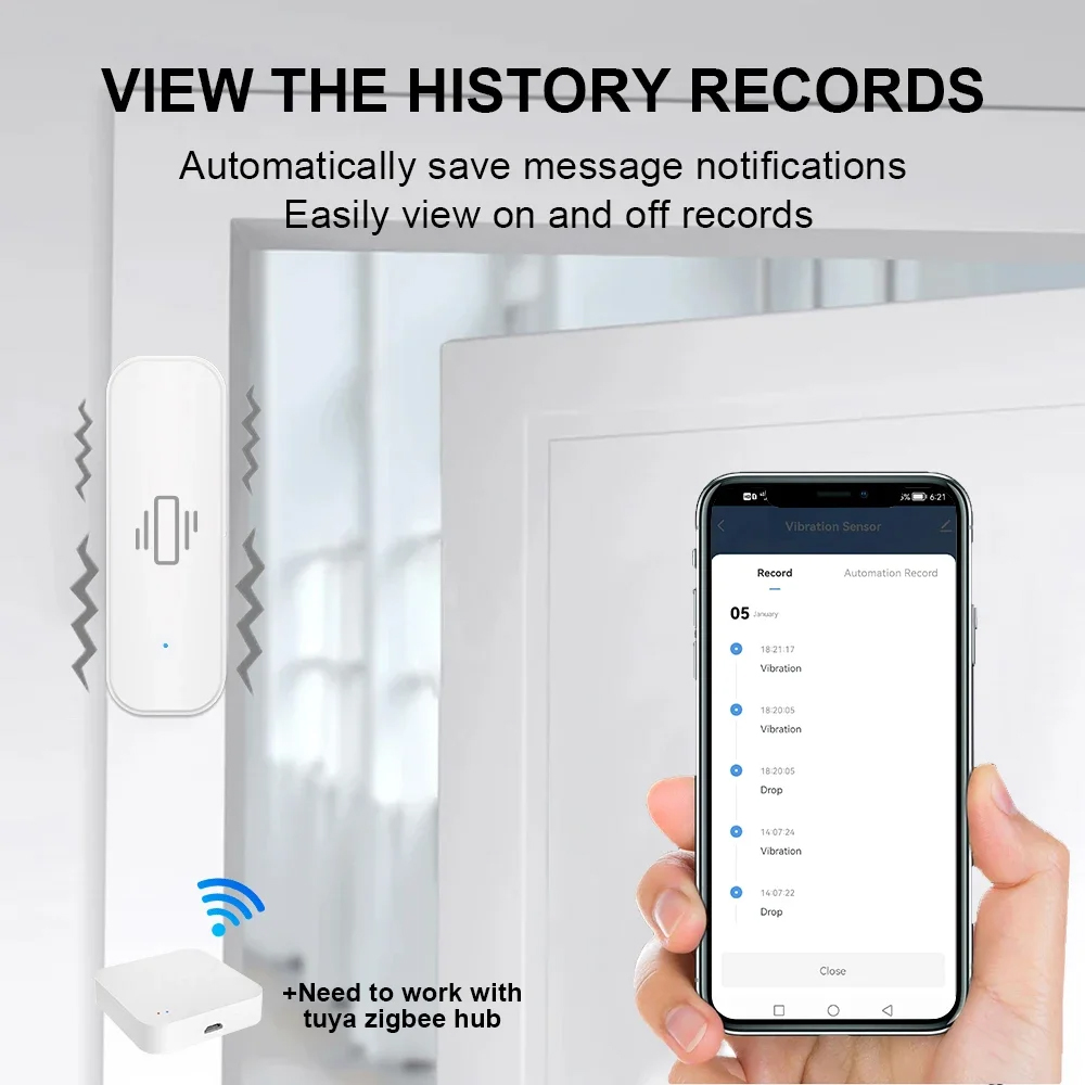 Smart ZigBee Vibration Sensor  - Home Security Business recension och pris