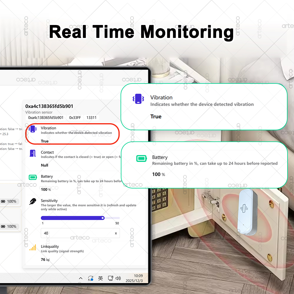 Smart ZigBee 3.0 Vibration Sen - Home Security Business recension och pris