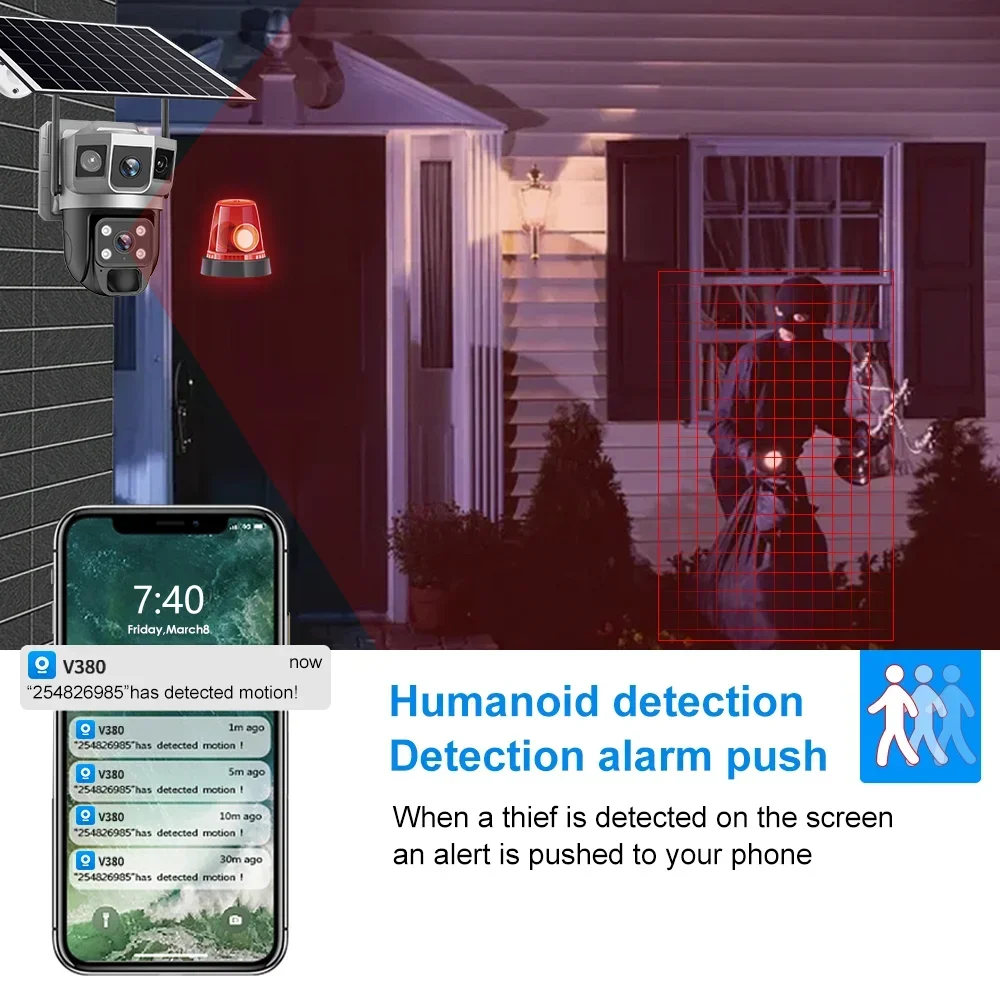 V380 4K 3 Screens 4G Camera So - Home Security Camera Installation recension och pris