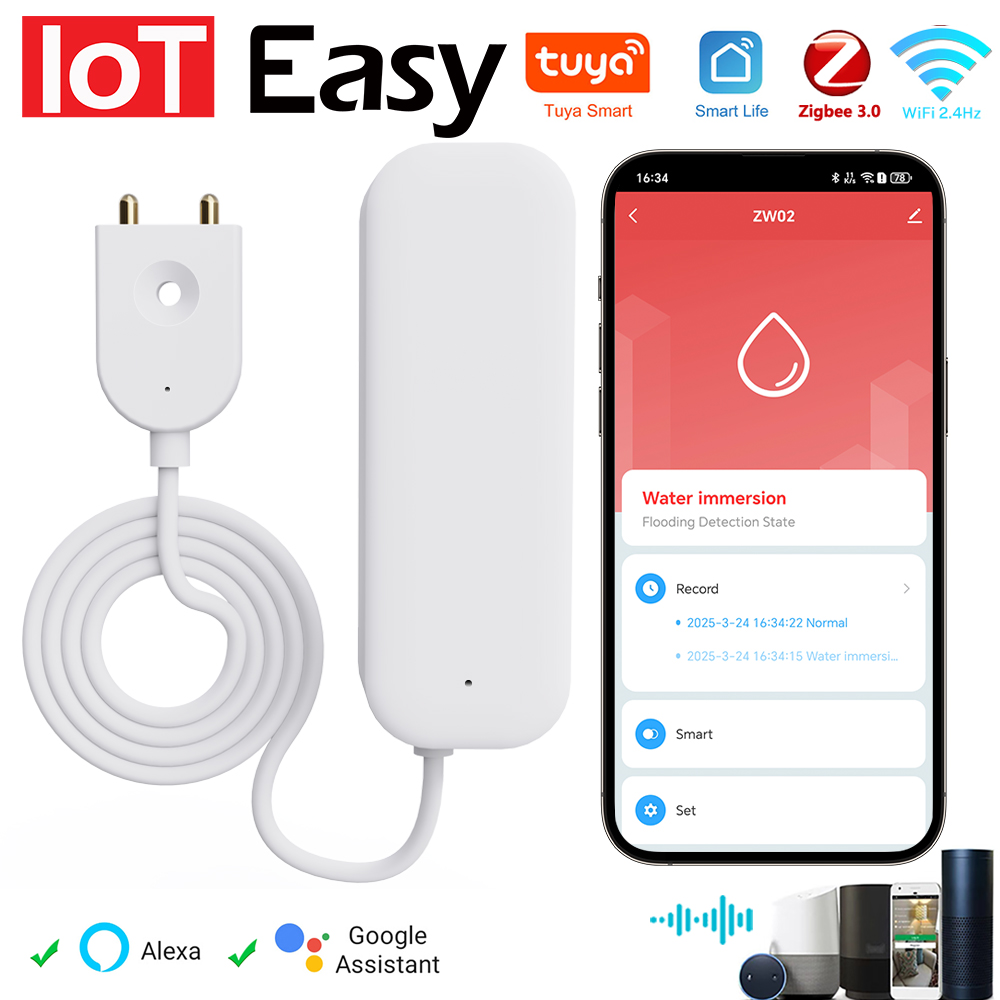 Tuya WiFi ZigBee Water Sensor  - Home Security Business recension och pris