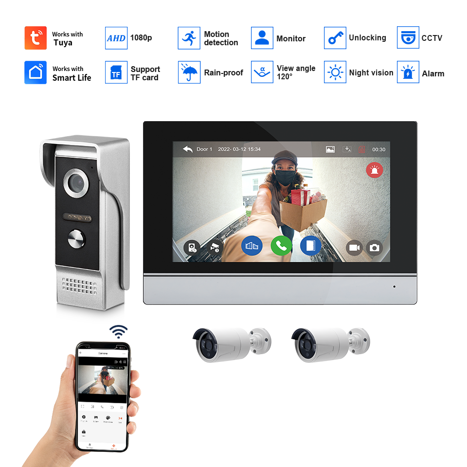 7Inch IPS Screen 2MP  Tuya Rem - Home Security Camera Installation recension och pris