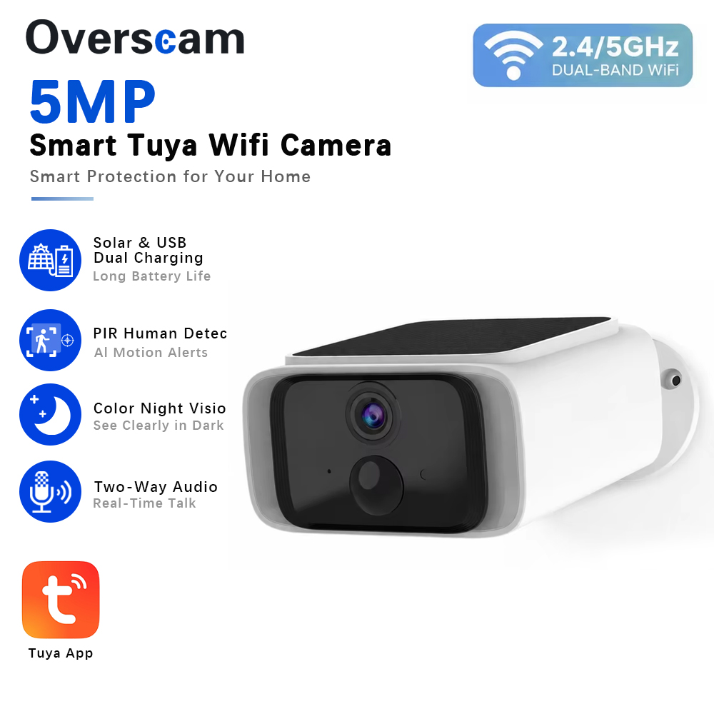 Tuya 5MP Solar Security Camera - Home Security Camera Installation recension och pris